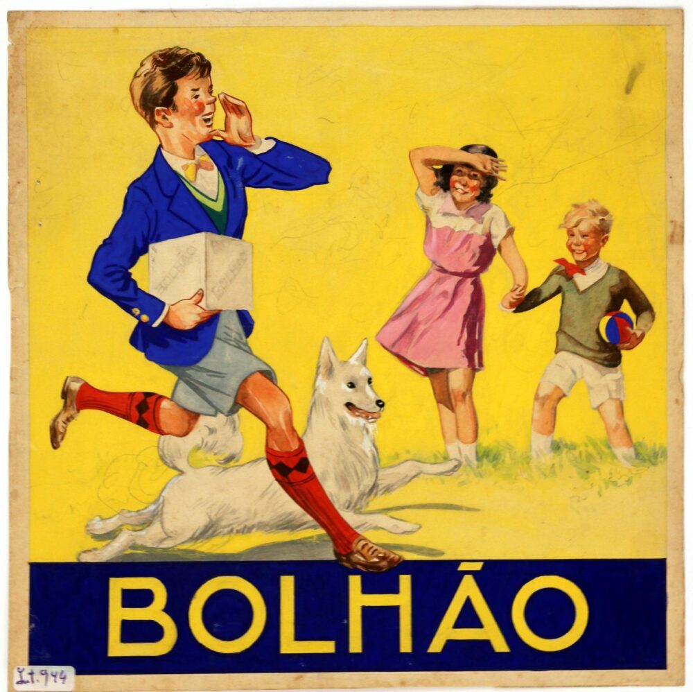 Estudo a aguarela para publicidade à marca de bolachas e biscoitos Bolhão por António Cruz Caldas (1897-1975), c.1930