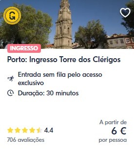 Bilhetes Torre dos Clerigos
