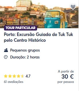 tuk tuk excursão Porto
