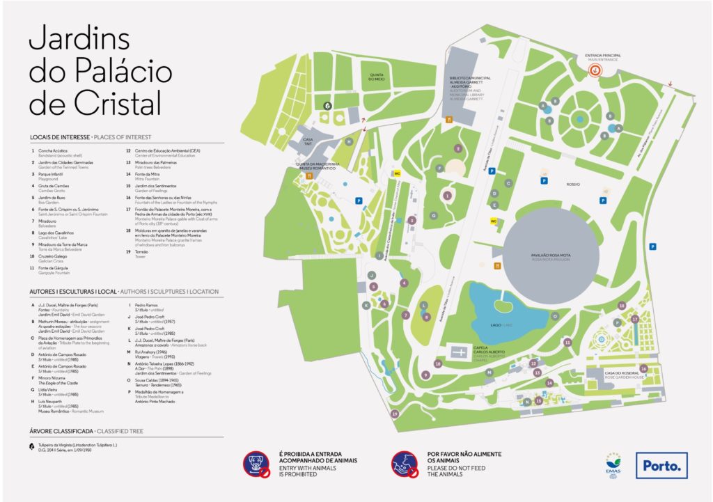Mapa do Jardim do Palácio de Cristal Porto