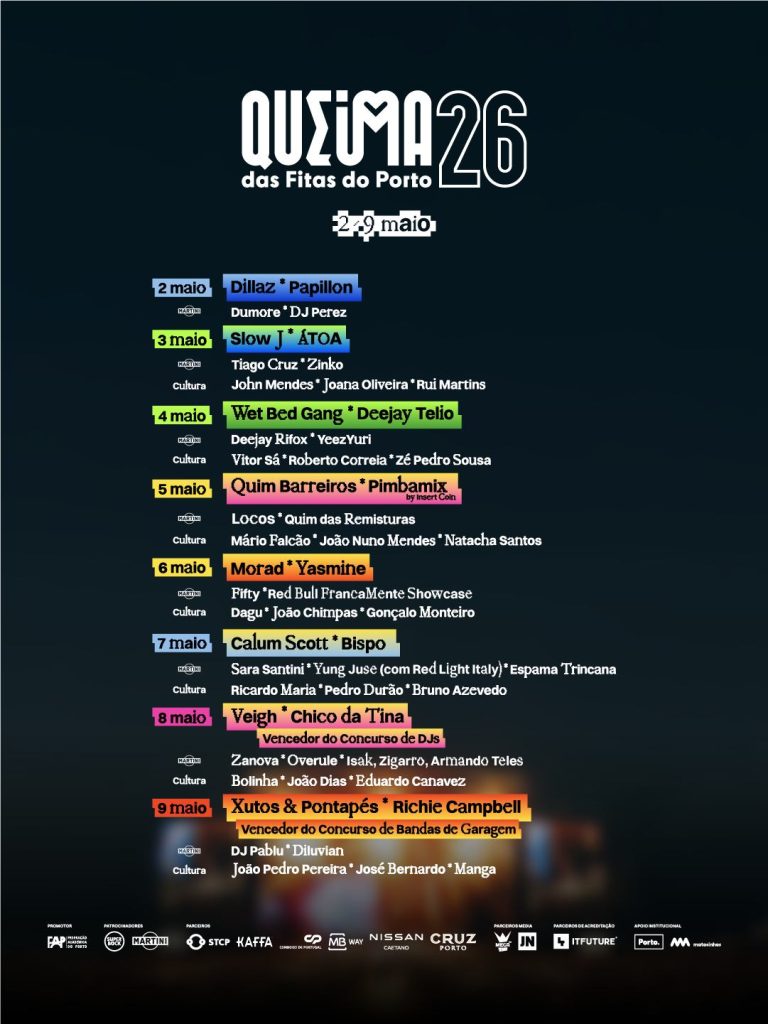 Cartaz completo Queima das Fitas 2026