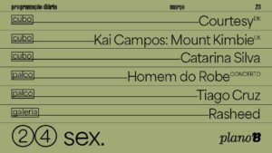Courtesy, Kai Campos (Mount Kimbie), Catarina Silva, Homem do Robe, Tiago Cruz, Rasheed - Plano B