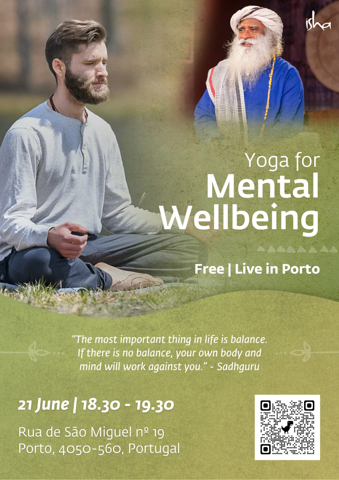 In celebration of the International Day of Yoga, it will happen in Oporto, near Torre dos Clérigos