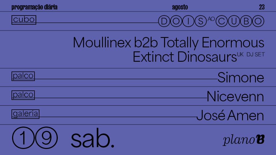 Moullinex, Totally Enormous Extinct Dinosaurs, Simone, Nicevenn, José Amen - Plano B