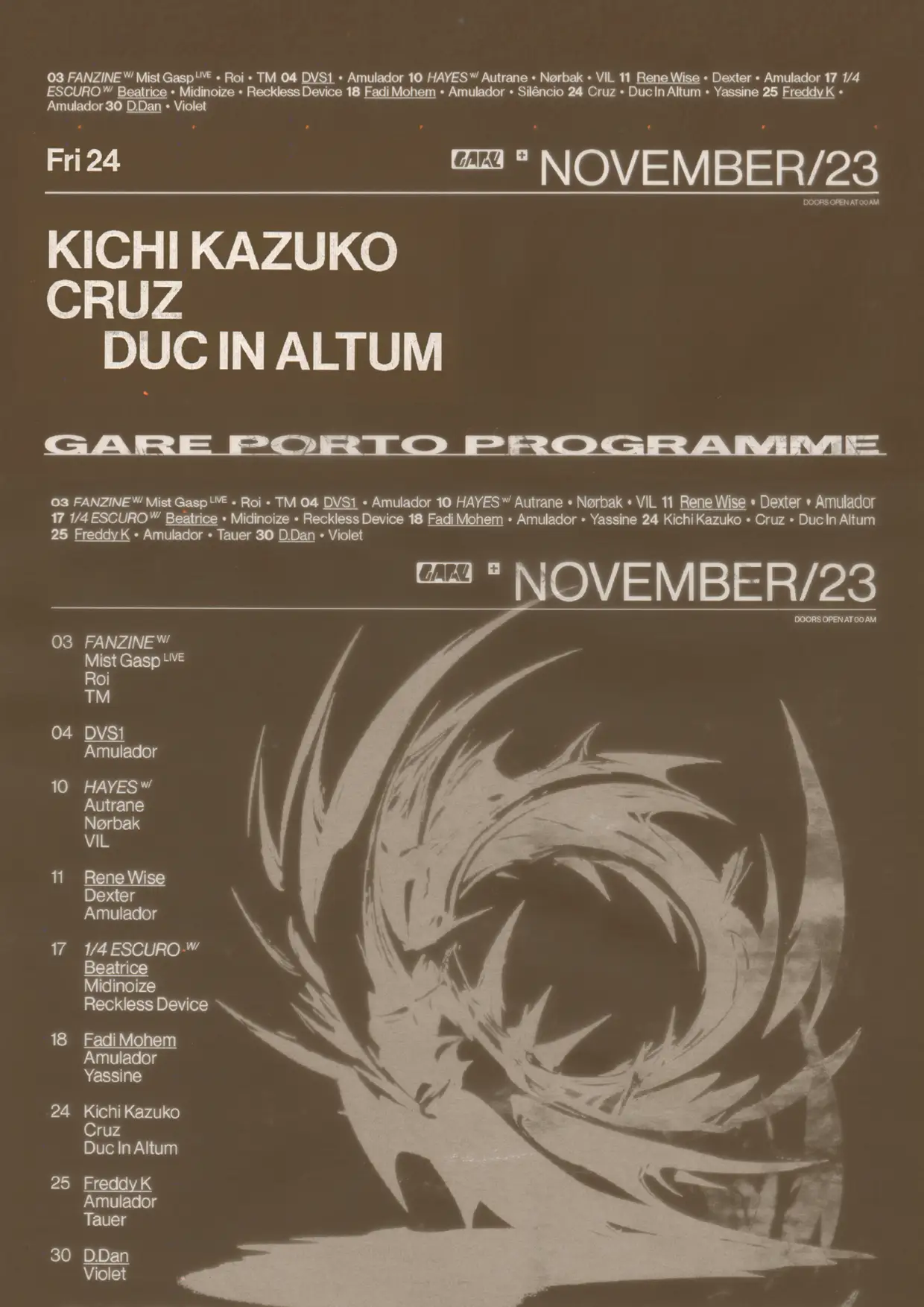 Kichi Kazuko + Cruz + Duc in Altum - Gare Porto