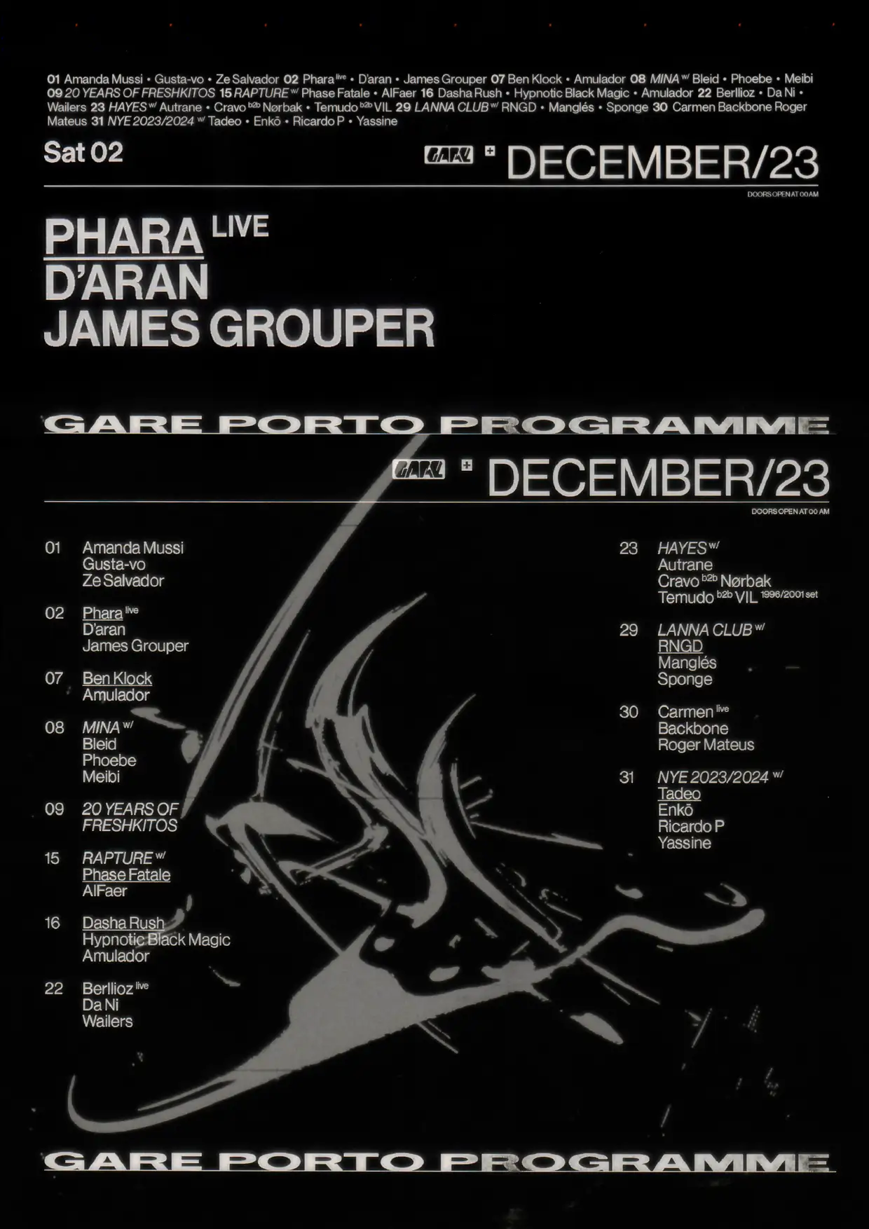Phara live + D'aran + James Grouper