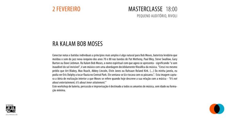 14º Festival Porta-Jazz Masterclasse Ra Kalam Bob Moses