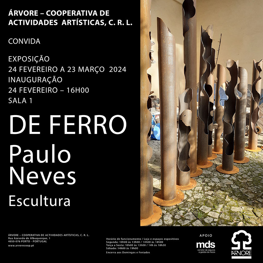 Escultor Paulo Neves apresenta “De Ferro” na Cooperativa Árvore