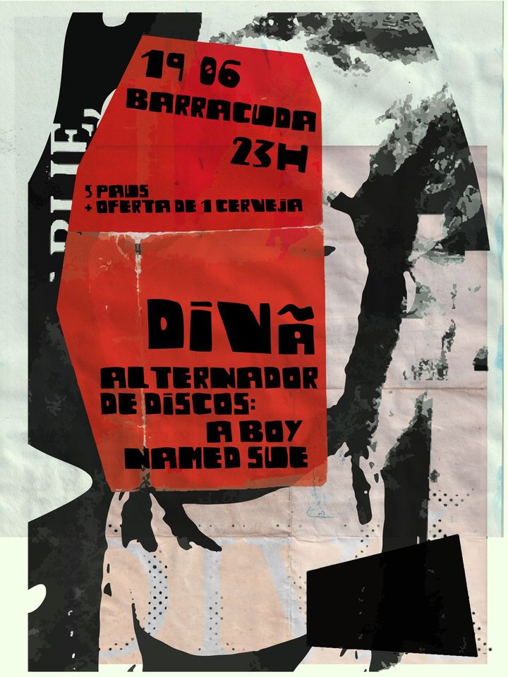 Divã - Alternador de serviço: A Boy Named Sue | Sex 19 Jul 23h | Bil: 5 paus oferta 1 cerveja Divã Divã são uma banda de pós-punk, sediada na Amadora. Como membros contam com dois gajos de Matosinhos, um de Almada, um puto de Carcavelos e uma senhora de Mafamude https://www.instagram.com/banda_diva/ https://www.youtube.com/@DIVA-nz4pr Alternador de serviço: A Boy Named Sue 21st Century Rock'n'roll Time Machine Rhythm & Blues, Soul, Surf, 60’s. https://www.facebook.com/djaboynamedsue