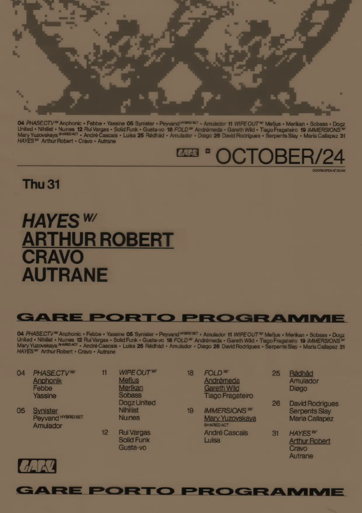 Hayes Collective - Arthur Robert, CRAVO, Autrane - Gare Porto