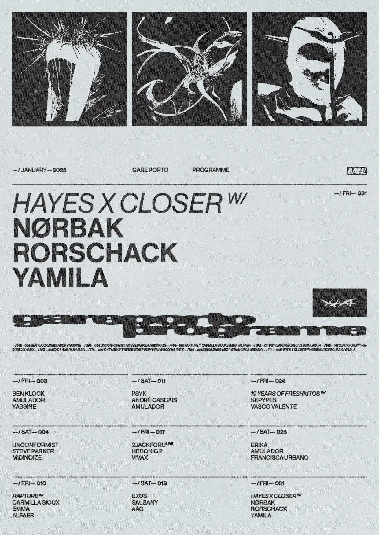 Hayes x Closer with Nørbak, Rorschack & Yamila