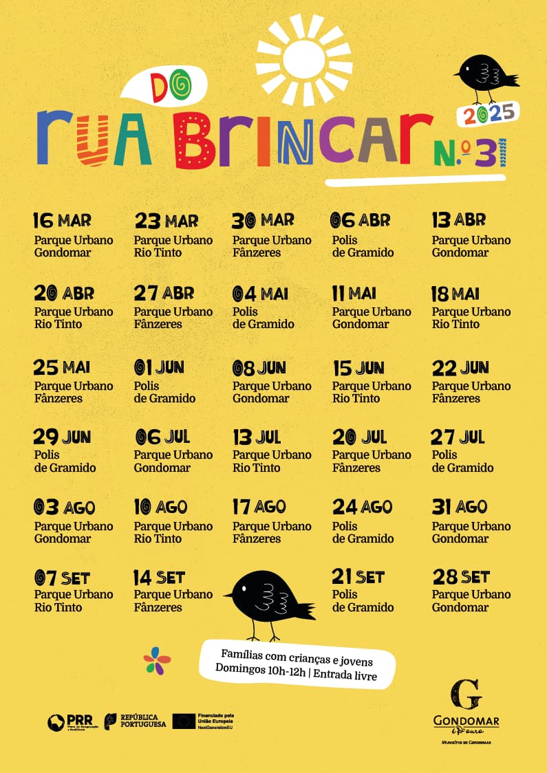 O projeto Rua do Brincar n.º 31 está de volta a Gondomar! Aos domingos de manhã, entre 16 de março e 28 de setembro de 2025