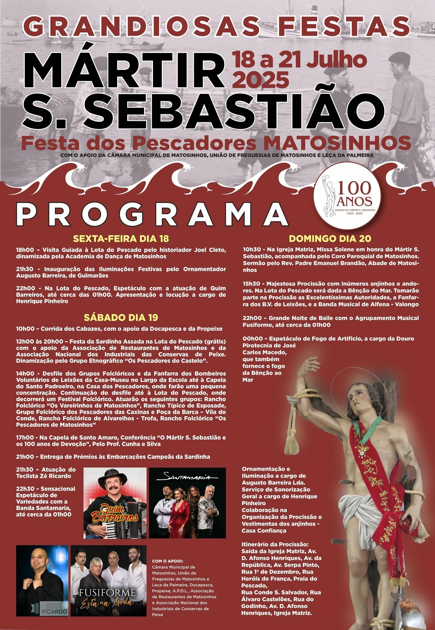 Festas do Mártir de São Sebastião 2025 celebram 100 anos da Irmandade dos Pescadores de Matosinhos