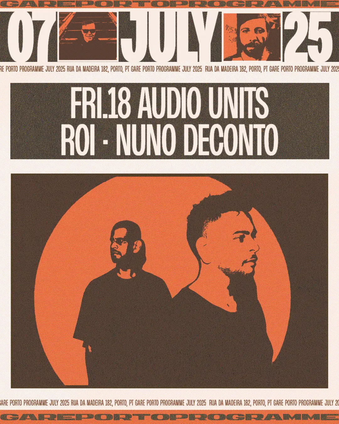 Noite Techno no Gare Porto com Audio Units, Roi (ES) e Nuno Deconto