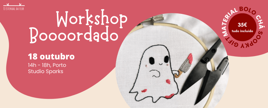 Workshop Bordado Livre: Crie a sua Tote Bag de Halloween no Porto