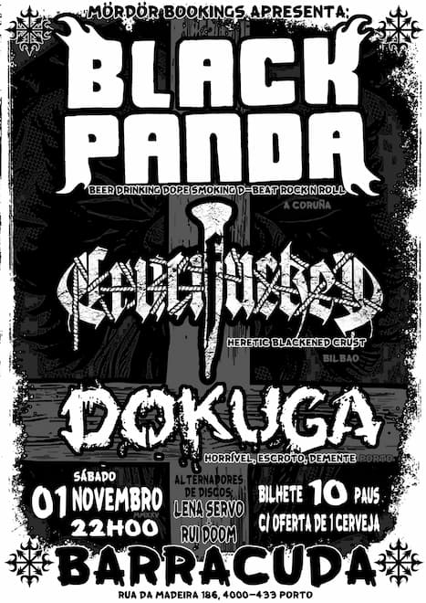 Black Panda + Crucifucked + Dokuga — Concertos Punk com curadoria MÖRDÖR