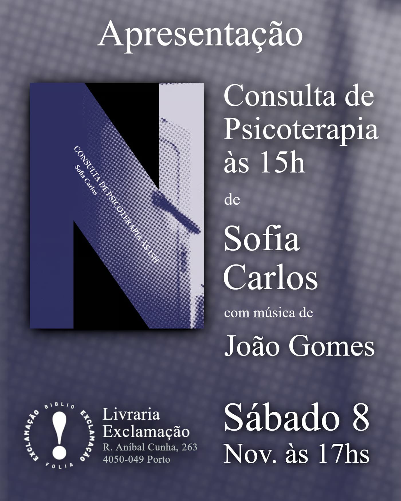 Apresentação do livro “Consulta de Psicoterapia às 15h”