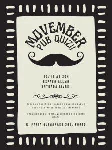 Movember Quiz Club — Noite Solidária & Cheia de Humor