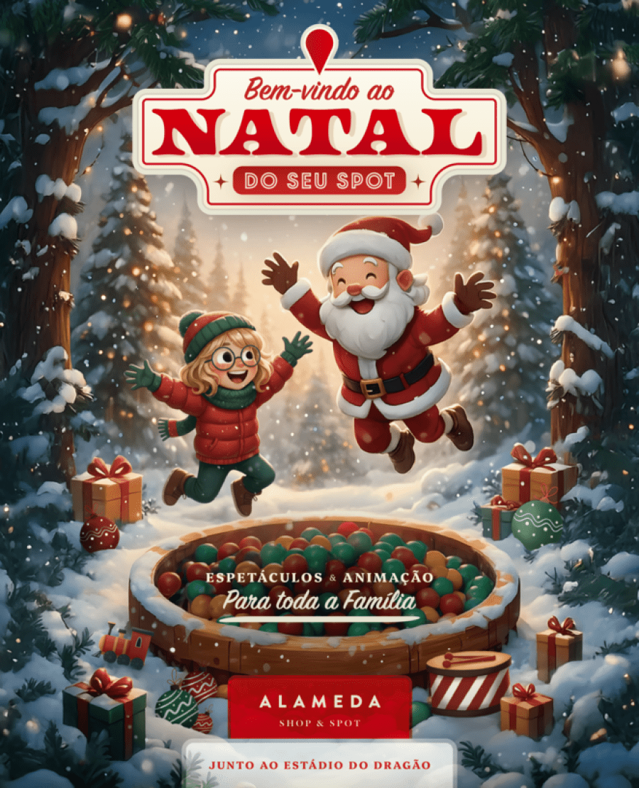 Natal mágico no Alameda Shop&Spot com mascotes natalícias e animações UAU