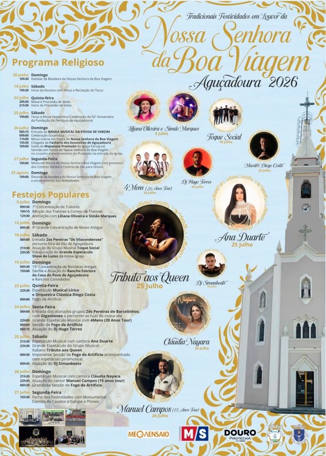 Aguçadoura celebra as Festividades de Nossa Senhora da Boa Viagem 2026