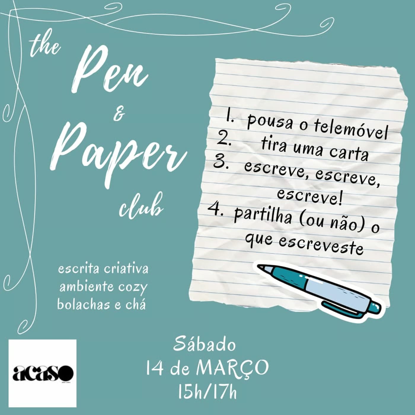 Desperta a tua criatividade no The Pen & Paper Club – Oficina de Escrita Criativa