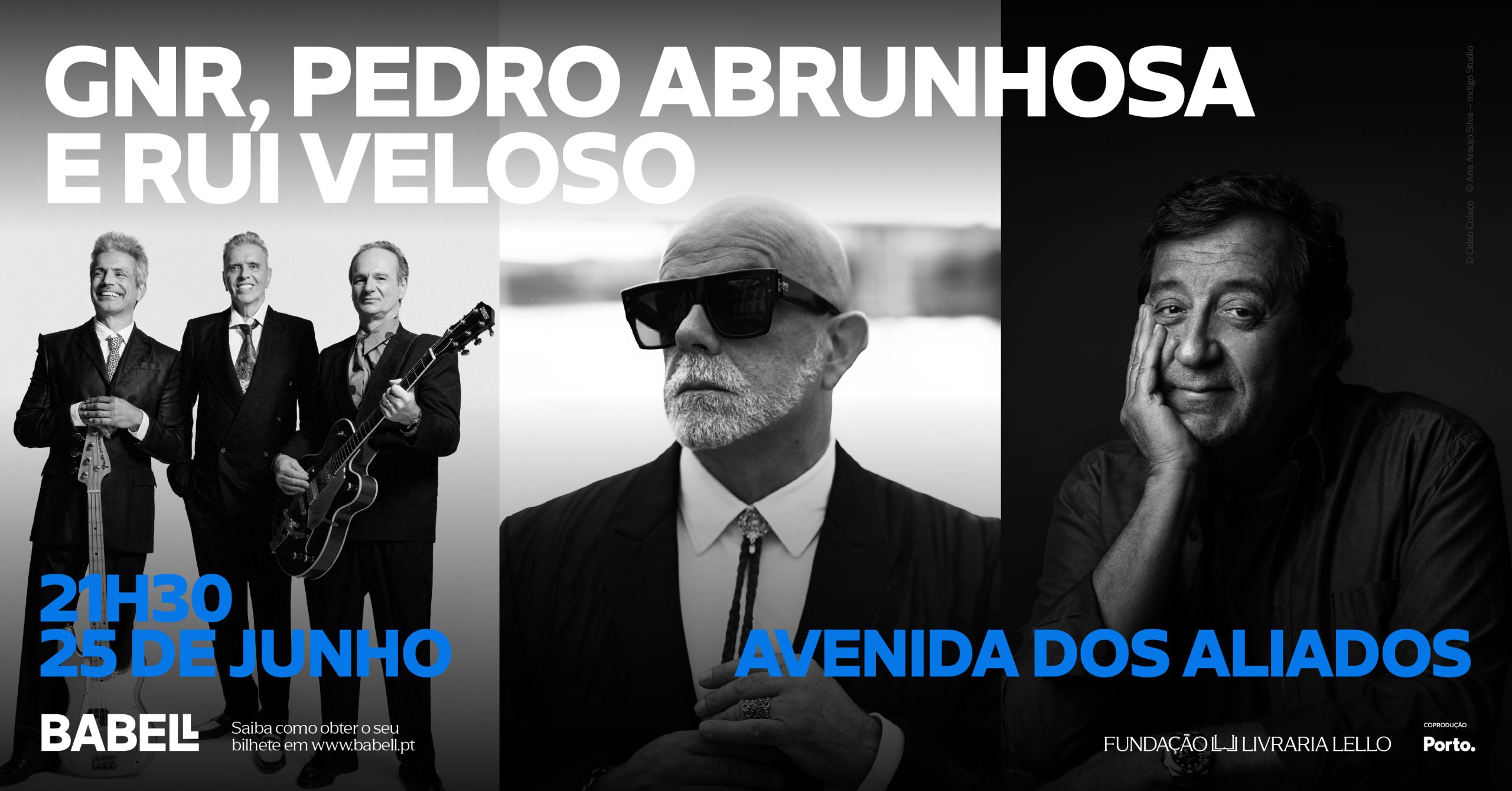 BABELL 2026 leva GNR, Pedro Abrunhosa e Rui Veloso à Avenida dos Aliados num concerto histórico ð¶ O BABELL 2026 prepara uma noite inédita no coração do Porto, juntando no mesmo palco GNR, Pedro Abrunhosa e Rui Veloso, três das maiores referências da música portuense e portuguesa. O concerto acontece no dia 25 de junho, a partir das 21h30, na Avenida dos Aliados, num grande momento aberto à cidade e integrado na programação do BABELL. Depois de várias semanas de expectativa, foi finalmente revelado o nome do artista surpresa: Rui Veloso, que se junta aos já anunciados GNR e Pedro Abrunhosa para uma celebração única da música, da literatura e da identidade cultural do Porto. ð¶ Uma noite inédita com três nomes maiores da música portuguesa Pela primeira vez, GNR, Pedro Abrunhosa e Rui Veloso partilham a mesma noite no palco dos Aliados. A proposta vai muito além de um concerto convencional. O espetáculo promete cruzamentos especiais entre artistas, temas inéditos compostos para o BABELL e alguns dos clássicos mais marcantes dos respetivos repertórios. Com uma forte ligação à cidade, os três nomes representam diferentes gerações da música portuguesa e ajudaram a construir parte da memória sonora do Porto e do país. ð Informações essenciais ð Local: Avenida dos Aliados, Porto ðª Evento: BABELL 2026 — Concerto com GNR, Pedro Abrunhosa e Rui Veloso ð Data: 25 de junho de 2026 ⏰ Início: 21h30 ð¤ Artistas: GNR, Pedro Abrunhosa e Rui Veloso ð¶ Categoria: Música / Concerto / Literatura / Evento cultural ð️ Entrada geral: Aberta gratuitamente à cidade ð Livro-bilhete: Dá acesso a uma zona reservada de maior proximidade com o palco ð️ Promoção: Fundação Livraria Lello ð¤ Coprodução: Câmara Municipal do Porto ⏰ Horários dos concertos ⏰ 21h30 — GNR ⏰ 22h15 — Pedro Abrunhosa ⏰ 23h00 — Rui Veloso A noite arranca com os GNR, segue com Pedro Abrunhosa e termina com Rui Veloso, artista surpresa agora anunciado para fechar este grande palco da programação BABELL. ð¤ Rui Veloso é o artista surpresa da noite A revelação de Rui Veloso completa um alinhamento de excelência. Cantor, compositor e guitarrista incontornável, Rui Veloso é uma das figuras mais importantes da música portuguesa contemporânea e mantém uma ligação profunda ao Porto e à sua identidade cultural. Ao longo da sua carreira, criou canções que atravessam gerações e transformou histórias, personagens e atmosferas da cidade em música. No BABELL, Rui Veloso apresentará também um tema inédito, composto especialmente para o evento, 21 anos depois do último álbum de originais, “A Espuma das Canções”. ð¸ Colaborações especiais entre os artistas A noite contará com momentos de interação inéditos entre os artistas. Os GNR e Pedro Abrunhosa, acarinhados pela cidade onde se afirmaram, vão partilhar o palco em duas canções: uma dos GNR e outra de Pedro Abrunhosa. Além disso, irão apresentar um tema novo, criado especialmente para o BABELL a partir de textos de grandes poetas portuenses. Também haverá uma interação especial entre Pedro Abrunhosa e Rui Veloso, no momento de passagem de testemunho entre atuações. ð Livro-bilhete dá acesso a zona reservada À semelhança de outros momentos da programação BABELL, os leitores que adquirirem um livro-bilhete através da rede de livrarias aderentes terão acesso a uma área reservada junto ao palco. Este modelo associa a compra de livros à participação em eventos culturais, reforçando a ligação entre literatura, pensamento, criação artística e espaço público. Mesmo assim, o concerto mantém uma dimensão aberta à cidade: toda a população está convidada a assistir gratuitamente aos espetáculos a partir da Avenida dos Aliados. ð BABELL transforma o Porto numa Cidade-Livro Promovido pela Fundação Livraria Lello, em coprodução com a Câmara Municipal do Porto, o BABELL reúne escritores, pensadores e artistas contemporâneos nacionais e internacionais. Entre os nomes em destaque na programação estão Olga Tokarczuk, László Krasznahorkai, Margaret Atwood, Salman Rushdie, Julian Barnes, Conceição Evaristo, Javier Cercas e Héctor Abad Faciolince. O programa conta ainda com destacados escritores portugueses, como Lídia Jorge, Gonçalo M. Tavares e Valter Hugo Mãe. Inspirado na experiência da Livraria Lello, o BABELL apresenta um modelo inovador de acesso, em que a participação nas sessões é garantida através da compra de livros numa rede de cerca de 50 livrarias aderentes. ð­ Literatura, música e criação artística O BABELL afirma-se como um festival multidisciplinar, com sessões literárias, concertos, exposições, poesia, performances, colóquios e programação infantil. São já milhares de livros colocados nas mãos do público para reserva de lugares nos diferentes momentos da programação, reforçando o Porto como uma verdadeira Cidade-Livro. Os grandes concertos na Avenida dos Aliados, nos dias 25 e 26 de junho, mantêm uma dimensão aberta à cidade, convidando o público em geral a participar gratuitamente em momentos de celebração coletiva. ð¤ Parceiros do BABELL O BABELL conta com o apoio e colaboração de vários parceiros institucionais e estratégicos. Entre eles estão a Livraria Lello, a Câmara Municipal de Gaia, o Intercontinental Hotel Porto — Palácio das Cardosas, a Câmara Municipal de Matosinhos, a Nasamotor, o Turismo de Portugal, o Turismo Porto e Norte de Portugal e o Wine & Books Hotels Porto. O projeto conta ainda com a colaboração de entidades culturais, institucionais e académicas como o Bairro dos Livros, a Casa Ferreirinha, o Centro Português de Fotografia, a Cityrama Gray Line Portugal, a CP — Comboios de Portugal, o Museu Nacional Soares dos Reis, o Teatro Nacional São João, a Torre dos Clérigos, a Faculdade de Letras da Universidade do Porto e o CETAPS. ð️ Porque vale a pena assistir O concerto do BABELL 2026 na Avenida dos Aliados será um dos grandes momentos culturais do ano no Porto. Com GNR, Pedro Abrunhosa e Rui Veloso no mesmo palco, temas inéditos, colaborações especiais e uma forte ligação à cidade, esta será uma celebração rara da música portuguesa e da identidade portuense. No dia 25 de junho, a partir das 21h30, os Aliados transformam-se num grande palco aberto à cidade, juntando música, literatura, criação artística e memória coletiva. ð Descubra mais eventos no Porto Veja o calendário completo de eventos no Porto — Todos os acontecimentos culturais à sua mão! https://agendaculturalporto.org/ Descubra o que fazer este fim de semana no Porto — Ideias imperdíveis para aproveitar a cidade! https://agendaculturalporto.org/o-que-fazer-este-fim-de-semana-no-porto/ Explore eventos gratuitos no Porto — Programas culturais para todos os gostos e sem gastar dinheiro! https://agendaculturalporto.org/eventos-gratuitos-no-porto/ Participe em workshops no Porto — Experiências criativas, formações e atividades para aprender algo novo! https://agendaculturalporto.org/workshops-no-porto/ Descubra a agenda infantil do Porto — Atividades para crianças e famílias aproveitarem juntas! https://agendaculturalporto.org/agenda-infantil-porto/