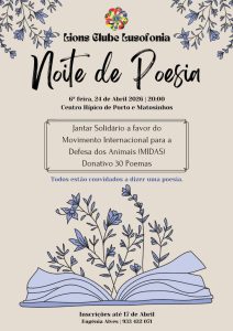 Noite de Poesia solidária em Matosinhos junta literatura, jantar e causa animal
