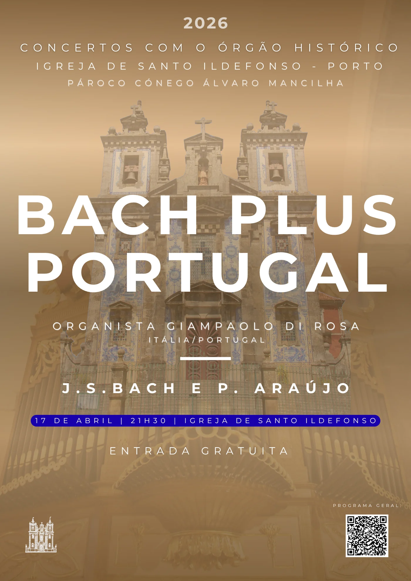 Órgão histórico da Igreja de Santo Ildefonso ganha vida em concerto gratuito