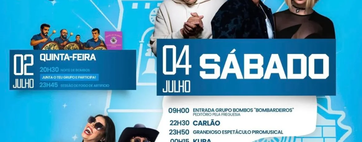Festas de São Pedro 2026 em Caíde de Rei (Lousada): programa completo com Carlão, Kura e Rosinha