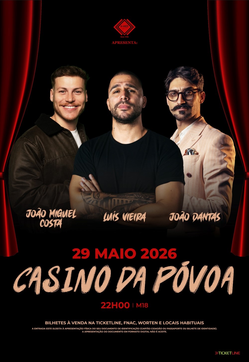 João Miguel Costa, Luís Vieira, João Dantas numa noite dedicada ao humor nacional