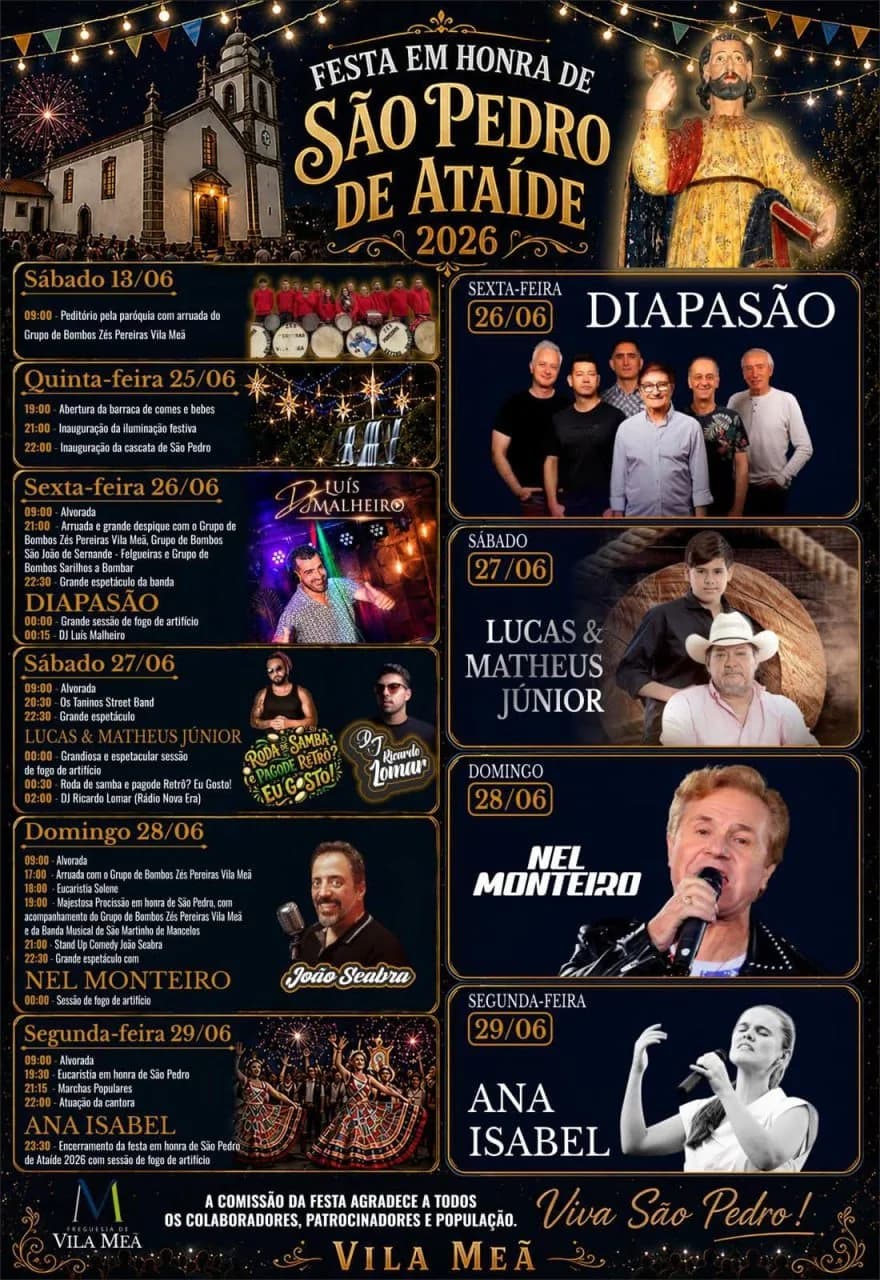 Festa em honra de São Pedro 2026 - Ataíde