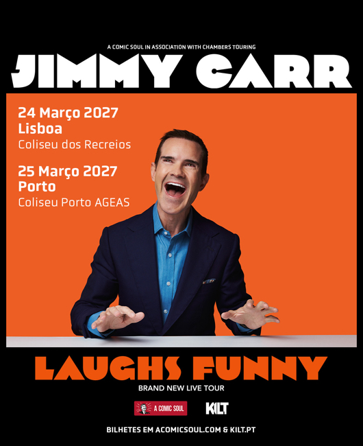 Jimmy Carr regressa a Portugal em 2027 com espetáculos nos Coliseus de Lisboa e Porto