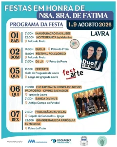 Festas de Nossa Senhora de Fátima 2026 animam Lavra com Noite Branca, folclore e procissão