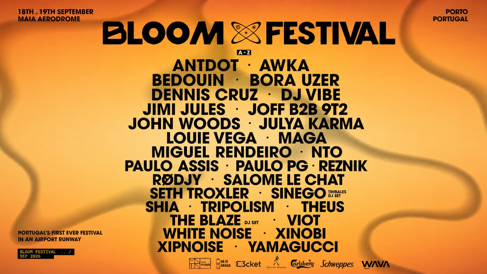 Cartaz do Bloom Festival 2026 no Aeródromo da Maia